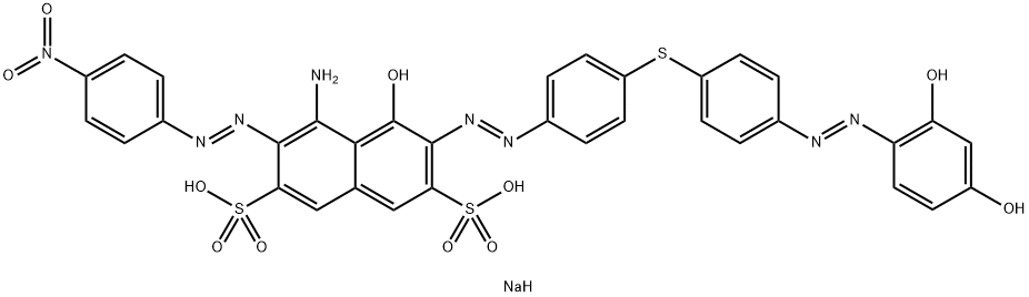 4-amino-6-[[4-[[4-[(2,4-dihydroxyphenyl)azo]phenyl]thio]phenyl]azo]-5-hydroxy-3-[(4-nitrophenyl)azo]naphthalene-2,7-disulphonic acid, sodium salt Structure