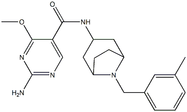 2-Amino-4-methoxy-N-(8-(m-methylbenzyl)-3-beta-nortropanyl)-5-pyrimidi necarboxamide Struktur