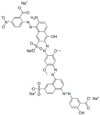 sodium 2-[[2-amino-6-[[4-[[4-[(3-carboxy-4-hydroxyphenyl)azo]-7-sulpho-1-naphthyl]azo]-2,5-dimethoxyphenyl]azo]-5-hydroxy-7-sulpho-1-naphthyl]azo]-5-nitrobenzoate Struktur