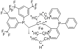 (S)-1-{(SP)-2-[2-(二苯基膦)苯基]二茂铁基}乙基双[3,5-双-(三氟甲基)苯基]膦 结构式