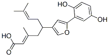 [1-[5-(2,5-ジヒドロキシフェニル)-3-フラニル]-4-メチル-3-ペンテン-1-イル]3-メチル-2-ブテノアート 化学構造式