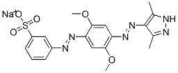 3-[[4-[(3,5-ジメチル-1H-ピラゾール-4-イル)アゾ]-2,5-ジメトキシフェニル]アゾ]ベンゼンスルホン酸ナトリウム 化学構造式