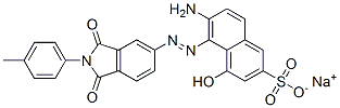 6-アミノ-5-[[[2,3-ジヒドロ-2-(4-メチルフェニル)-1,3-ジオキソ-1H-イソインドール]-5-イル]アゾ]-4-ヒドロキシ-2-ナフタレンスルホン酸ナトリウム 化学構造式