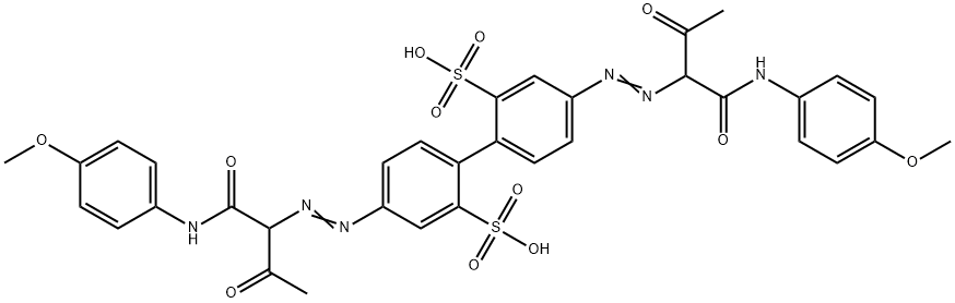 4,4'-ビス[[1-[[(4-メトキシフェニル)アミノ]カルボニル]-2-オキソプロピル]アゾ][1,1'-ビフェニル]-2,2'-ジスルホン酸 化学構造式