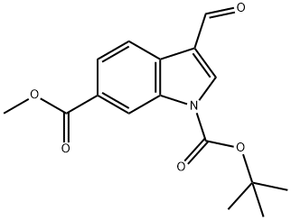 1-(叔丁基)6-甲基3-甲酰基-1H-吲哚-1,6-二羧酸, 850374-95-7, 结构式
