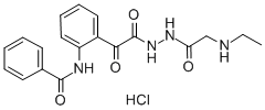 Benzeneacetic acid, 2-(benzoylamino)-alpha-oxo-, 2-((ethylamino)acetyl )hydrazide, HCl Structure