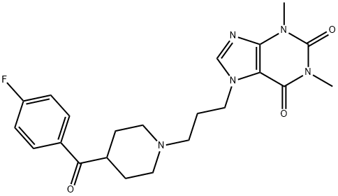7-[3-[4-(p-フルオロベンゾイル)ピペリジノ]プロピル]-3,7-ジヒドロ-1,3-ジメチル-1H-プリン-2,6-ジオン 化学構造式