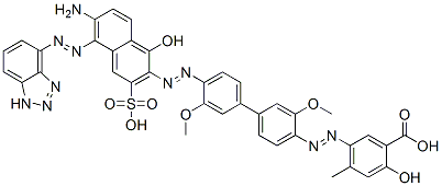 5-[[4'-[[6-amino-5-(1H-benzotriazol-4-ylazo)-1-hydroxy-3-sulpho-2-naphthyl]azo]-3,3'-dimethoxy[1,1'-biphenyl]-4-yl]azo]-2-hydroxy-4-methylbenzoic acid Structure
