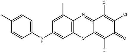1,2,4-トリクロロ-9-メチル-7-[(4-メチルフェニル)アミノ]-3H-フェノチアジン-3-オン 化学構造式