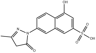7-[(4,5-ジヒドロ-3-メチル-5-オキソ-1H-ピラゾール)-1-イル]-4-ヒドロキシ-2-ナフタレンスルホン酸 化学構造式