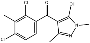 4-(2,4-ジクロロ-m-トルオイル)-5-ヒドロキシ-1,3-ジメチル-1H-ピラゾール 化学構造式