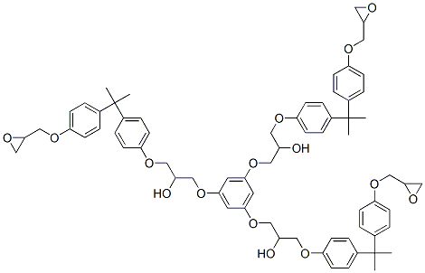 1,1',1''-[1,3,5-ベンゼントリイルトリス(オキシ)]トリス[3-[4-[1-メチル-1-[4-(オキシラニルメトキシ)フェニル]エチル]フェノキシ]-2-プロパノール] 化学構造式