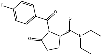 (2S)-N,N-ジエチル-1-(4-フルオロベンゾイル)-5-オキソ-2-ピロリジンカルボアミド 化学構造式