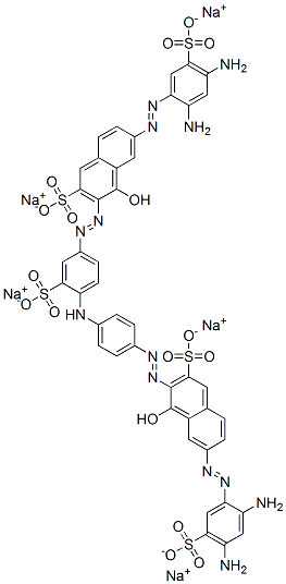 6-[(2,4-diamino-5-sulphophenyl)azo]-3-[[4-[[4-[[7-[(2,4-diamino-5-sulphophenyl)azo]-1-hydroxy-3-sulpho-2-naphthyl]azo]phenyl]amino]-3-sulphophenyl]azo]-4-hydroxynaphthalene-2-sulphonic acid, sodium salt 结构式