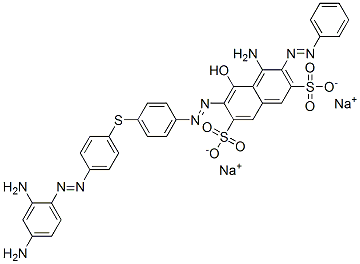 4-アミノ-6-[[4-[[4-[(2,4-ジアミノフェニル)アゾ]フェニル]チオ]フェニル]アゾ]-5-ヒドロキシ-3-(フェニルアゾ)-2,7-ナフタレンジスルホン酸/ナトリウム,(1:x) 化学構造式