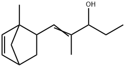 2-メチル-1-(1-メチルビシクロ[2.2.1]ヘプタ-5-エン-2-イル)-1-ペンテン-3-オール 化学構造式