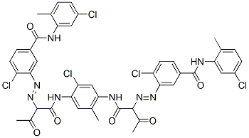 3,3'-[(2-クロロ-5-メチル-1,4-フェニレン)ビス[イミノ(1-アセチル-2-オキソ-2,1-エタンジイル)アゾ]]ビス[4-クロロ-N-(5-クロロ-2-メチルフェニル)ベンズアミド] 化学構造式