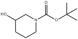 1-(tert-ブトキシカルボニル)-3-ヒドロキシピペリジン 化学構造式