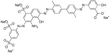 5-[[4′-[[8-アミノ-7-[(2,4-ジスルホフェニル)アゾ]-1-ヒドロキシ-5-スルホ-2-ナフチル]アゾ]-3,3′-ジメチル-1,1′-ビフェニル-4-イル]アゾ]-2-ヒドロキシ安息香酸/ナトリウム 化学構造式
