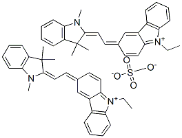 bis[3-[(1,3-dihydro-1,3,3-trimethyl-2H-indol-2-ylidene)ethylidene]-9-ethyl-3H-carbazolium] sulphate Struktur