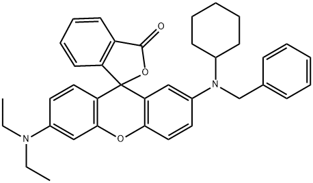 2'-[benzyl(cyclohexyl)amino]-6'-(diethylamino)spiro[isobenzofuran-1(3H),9'-[9H]xanthene]-3-one Structure