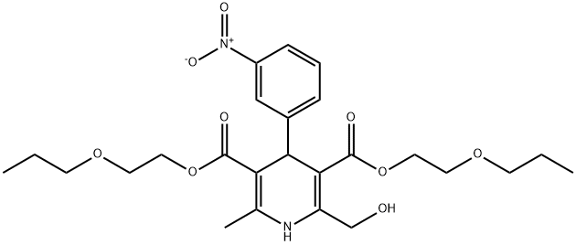 bis(2-propoxyethyl) 2-(hydroxymethyl)-6-methyl-4-(3-nitrophenyl)-1,4-d ihydropyridine-3,5-dicarboxylate Structure