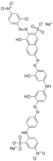 disodium 3-[(2-chloro-4-nitrophenyl)azo]-4-hydroxy-7-[[2-hydroxy-4-[[3-hydroxy-4-[[4-[(4-nitro-2-sulphonatophenyl)amino]phenyl]azo]phenyl]amino]phenyl]azo]naphthalene-2-sulphonate 结构式