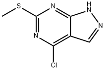 4-クロロ-6-(メチルチオ)-1H-ピラゾロ[3,4-D]ピリミジン 化学構造式