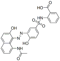 2-[[[3-[[8-(アセチルアミノ)-2-ヒドロキシ-1-ナフタレニル]アゾ]-4-ヒドロキシフェニル]スルホニル]アミノ]安息香酸 化学構造式