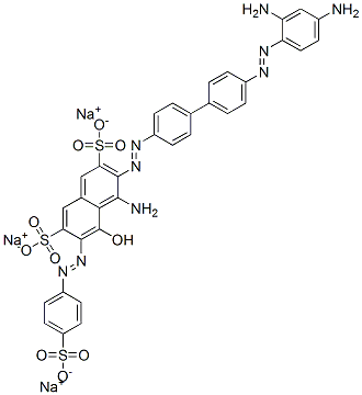 4-amino-3-[[4'-[(2,4-diaminophenyl)azo][1,1'-biphenyl]-4-yl]azo]-5-hydroxy-6-[(4-sulphophenyl)azo]naphthalene-2,7-disulphonic acid, sodium salt Structure
