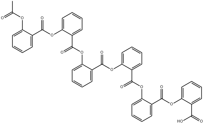 2-[[2-[[2-(アセチルオキシ)ベンゾイル]オキシ]ベンゾイル]オキシ]安息香酸2-[[2-[(2-カルボキシフェノキシ)カルボニル]フェノキシ]カルボニル]フェニルエステル 化学構造式