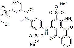 1-amino-4-[[4-[[3-[(2-chloroethyl)sulphonyl]benzoyl]methylamino]-2-sulphophenyl]amino]-9,10-dihydro-9,10-dioxoanthracene-2-sulphonic acid, sodium salt Struktur