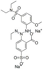 disodium 2-[3-[5-[(diethylamino)sulphonyl]-2-methoxyphenyl]-1-ethyltriazen-2-yl]-5-sulphonatobenzoate Struktur