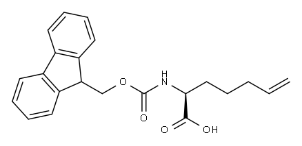 (S)-2-((((9H-フルオレン-9-イル)メトキシ)カルボニル)アミノ)ヘプト-6-エン酸 化学構造式