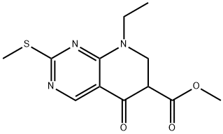 8-エチル-5,6,7,8-テトラヒドロ-2-(メチルチオ)-5-オキソピリド[2,3-d]ピリミジン-6-カルボン酸メチル 化学構造式