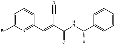 (2E)-3-(6-溴-2-吡啶基)-2-氰基-N-[(1S)-1-苯基乙基]-2-丙烯酰胺, 857064-38-1, 结构式
