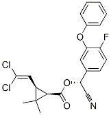 [(R)-cyano-(4-fluoro-3-phenoxy-phenyl)methyl] (1R,3R)-3-(2,2-dichloroethenyl)-2,2-dimethyl-cyclopropane-1-carboxylate 结构式