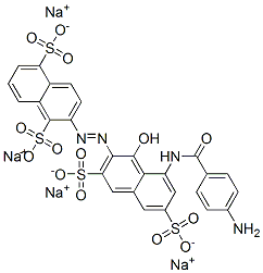 tetrasodium 2-[[8-[(4-aminobenzoyl)amino]-1-hydroxy-3,6-disulphonato-2-naphthyl]azo]naphthalene-1,5-disulphonate Structure