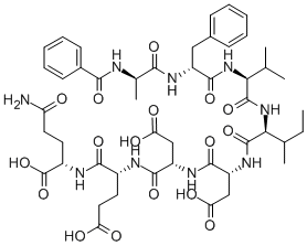 N-ベンゾイル-D-Ala-D-Phe-L-Val-L-Ile-D-Asp-L-Asp-D-Glu-L-Gln-OH 化学構造式