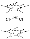 ビス(ペンタメチルシクロペンタジエニル)ハフニウムジクロリド 化学構造式