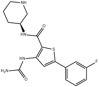 3-[(氨基羰基)氨基]-5-(3-氟苯基)-N-(3S)-3-哌啶基-2-噻吩羧胺, 860352-01-8, 结构式