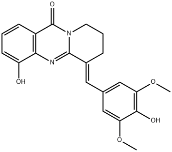 11H-Pyrido[2,1-b]quinazolin-11-one,  6,7,8,9-tetrahydro-4-hydroxy-6-[(4-hydroxy-3,5-dimethoxyphenyl)methylene]-,  (6E)- Structure