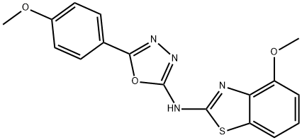 N-(4-甲氧基苯并[D]噻唑-2-基)-5-(4-甲氧基苯基)-1,3,4-噁二唑-2-胺, 862974-25-2, 结构式