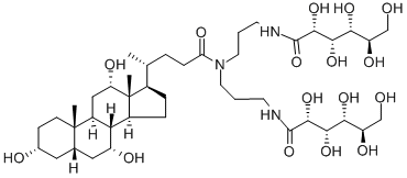 (3A,5B,7A,12A)-N,N-双[3-(D-葡萄糖酰氨基)丙基]-3,7,12-三羟基胆甾烷-24-胺, 86303-22-2, 结构式