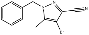 1-苄基-4-溴-5-甲基-1H-吡唑-3-甲腈, 863752-24-3, 结构式