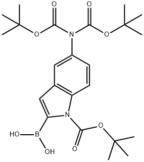 1H-Indole-1-carboxylic acid, 5-[bis[(1,1-dimethylethoxy)carbonyl]amino]-2-borono-, 1-(1,1-dimethylethyl) ester (9CI) Structure