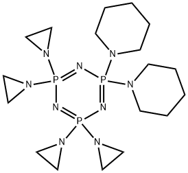 1,3,5,2,4,6-Triazatriphosphorine, 2,2,4,4,6,6-hexahydro-6,6-di-1-piper idinyl-2,2,4,4-tetrakis(1-aziridinyl)- Structure