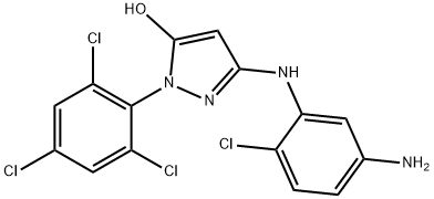 1-(2',4',6'-三氯苯基)-3-(2'-氯-5'-氨基苯胺基)-5-吡唑酮 结构式