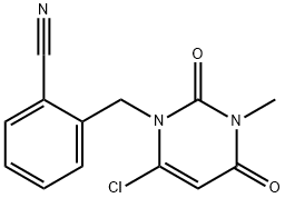 ２－［（６－クロロ－３－メチル－２，４－ジオキソ－３，４－ジヒドロピリ ミジン－１（２Ｈ）－イル）メチル］ベンゾニトリル 化学構造式