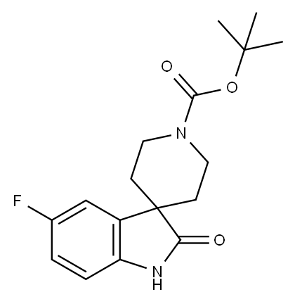 5-FLUORO-1,2-DIHYDRO-2-OXO-SPIRO[3H-INDOLE-3,4'-PIPERIDINE]-1'-CARBOXYLIC ACID 1,1-DIMETHYLETHYL ESTER Struktur